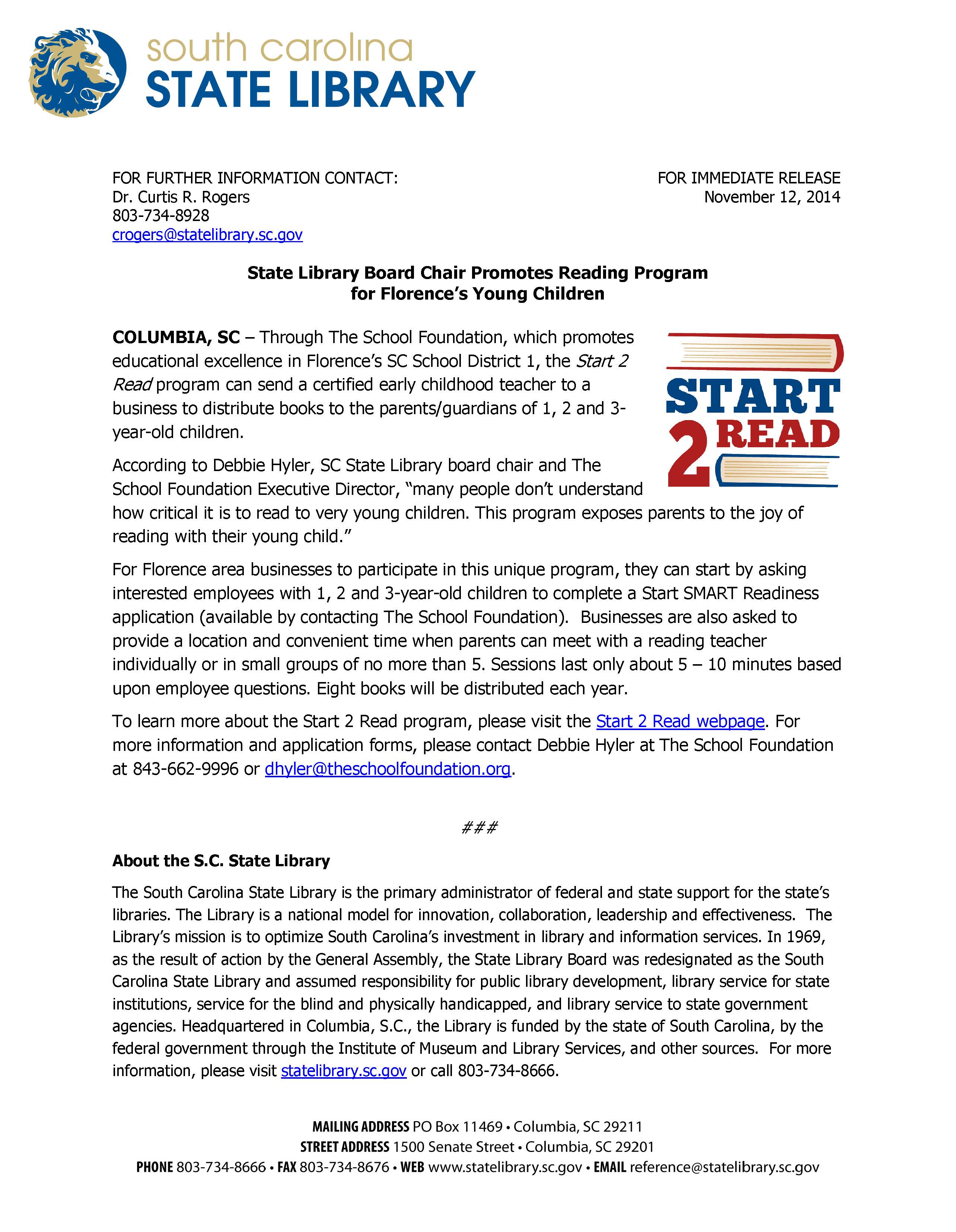 Start 2 Read Program Press Release